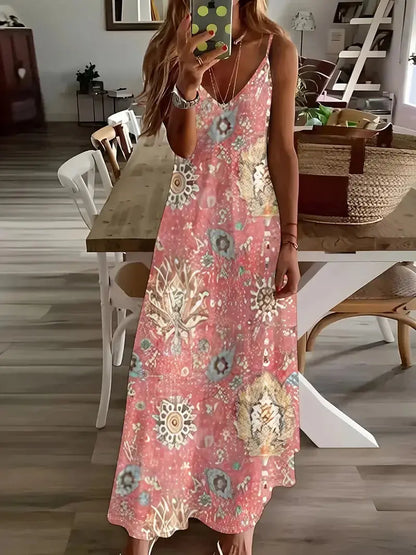 Summer Bohemian Style Women's Suspender Skirt Long A-line Oversized Casual Dress Women's Elegant New Summer Loose Beach Clothes Chic Le'Meek
