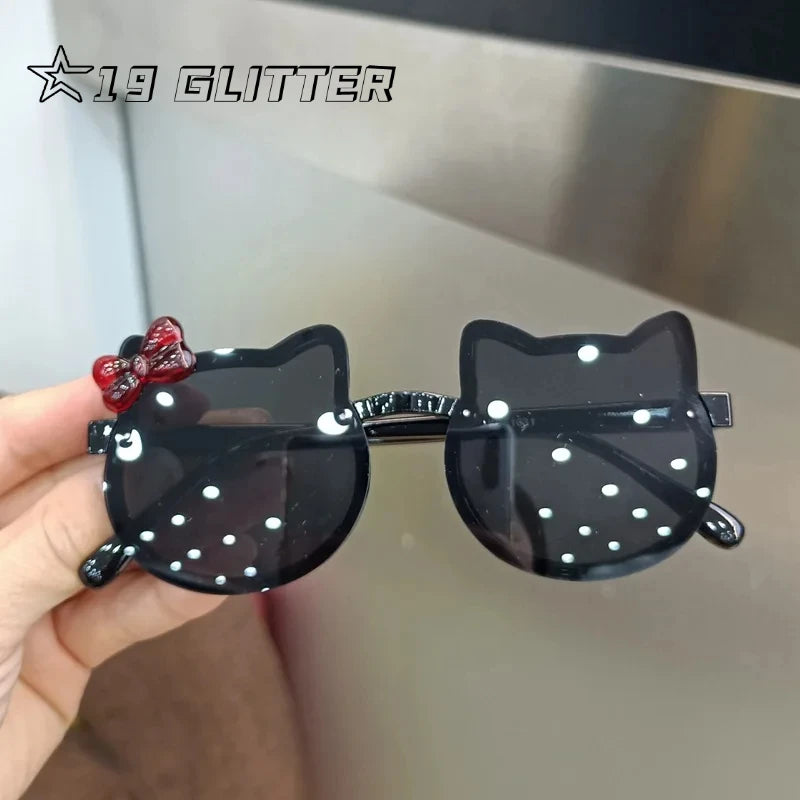 Summer Children Cute Kitty Sunglasses Acrylic Bow Outdoor UV Protection Sun Glasses Baby Girls Classic Kids Boy