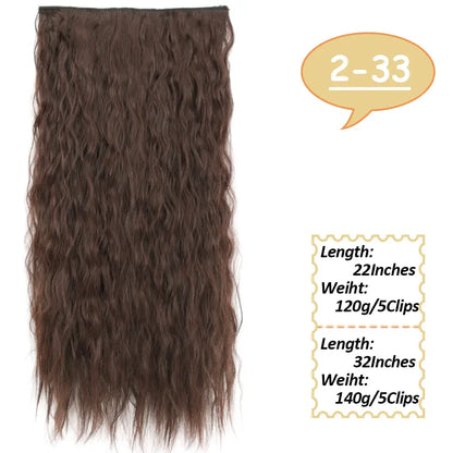 NICESY Synthetic Long Wavy 5 Clips Hair Extensions 22Inch/32Inch Clip On Hair Extensions High Tempreture Fake For Women Chic Le'Meek