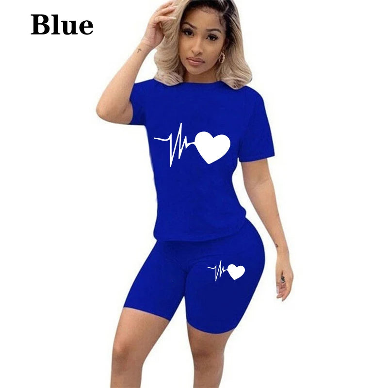 2023 New Trending Ladies Fashion Jogging Suit Casual Sportswear High Quality Summer Tees and Shorts 2 Pcs Set S-3XL