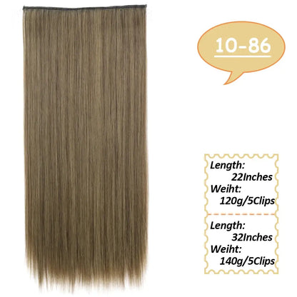 NICESY Synthetic Long Wavy 5 Clips Hair Extensions 22Inch/32Inch Clip On Hair Extensions High Tempreture Fake For Women Chic Le'Meek