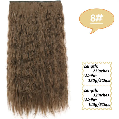 NICESY Synthetic Long Wavy 5 Clips Hair Extensions 22Inch/32Inch Clip On Hair Extensions High Tempreture Fake For Women Chic Le'Meek