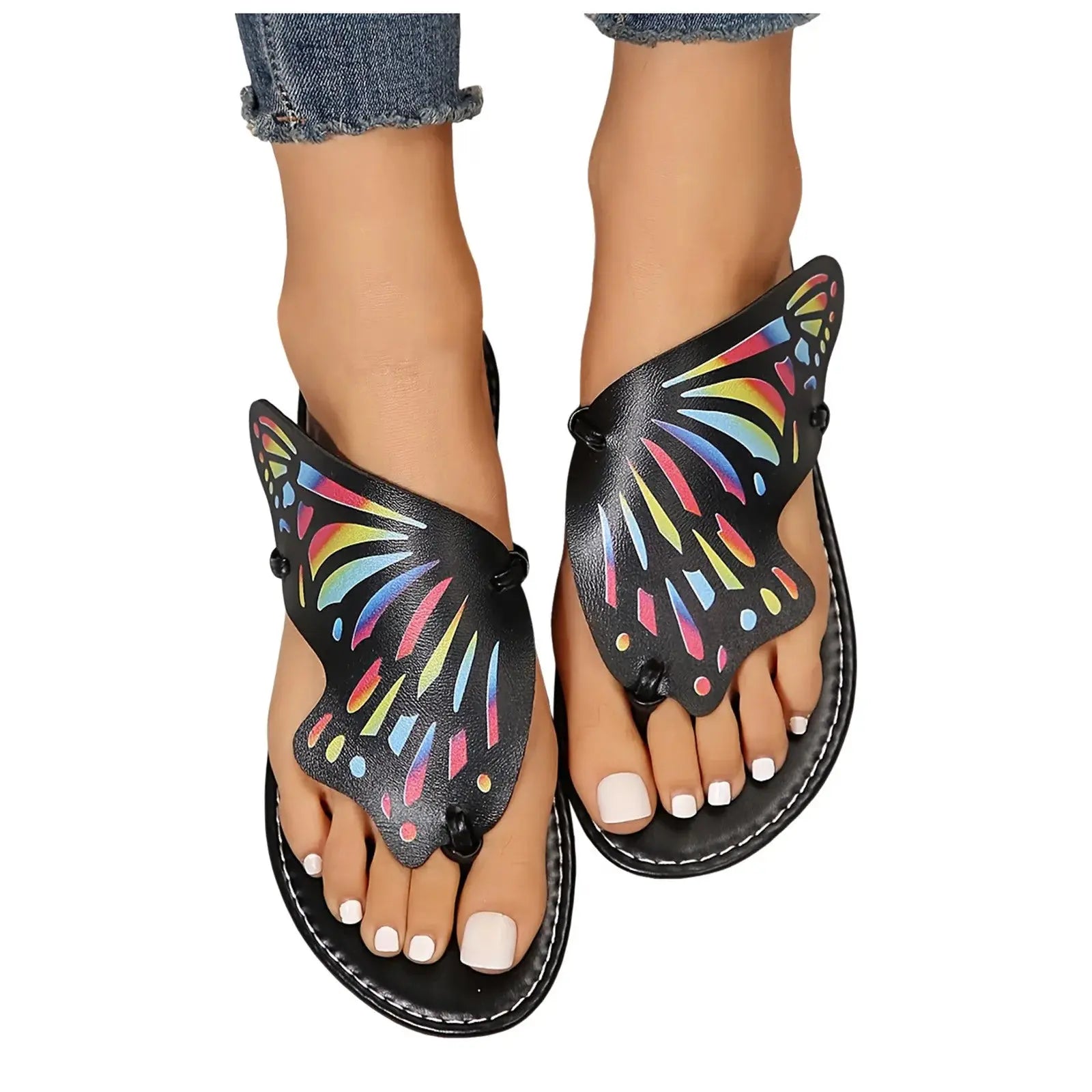 Women'S Heels Sandals Ladies Summer Casual Colourful Butterfly Soft Leather Beach Outer Wear Large Size Beach Sandals For Women AliExpress