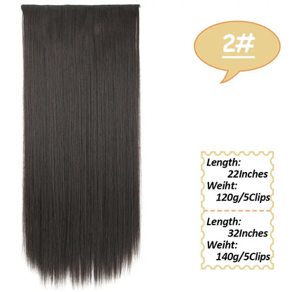 NICESY Synthetic Long Wavy 5 Clips Hair Extensions 22Inch/32Inch Clip On Hair Extensions High Tempreture Fake For Women Chic Le'Meek