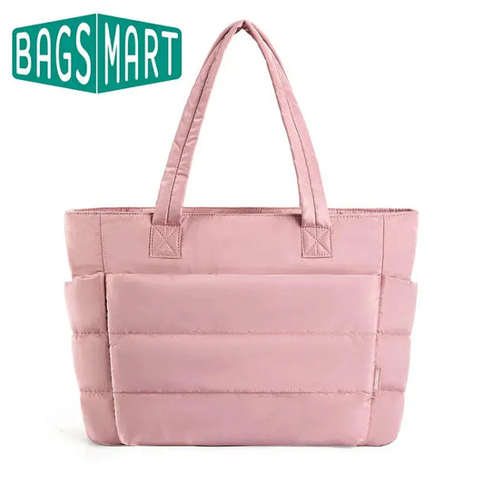 BAGSMART The Bubble Tote Bag Cotton Padded Female Quilting Puffy Shoulder Shopper Purse Simple Daily Handbag Women's Bags Temu
