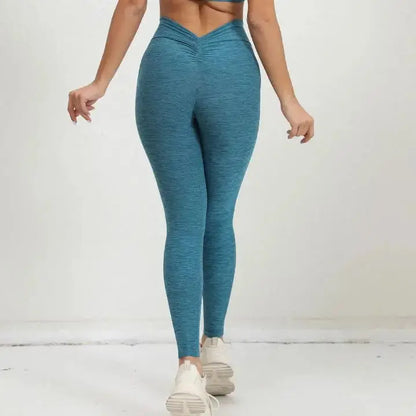 2025 1/2PCS V Back Lycra Pad Pocket Halter Sport Bra Yoga Set Squat Proof Scrunch Legging Workout Pant Gym Fitness Active Suits Chic Le'Meek
