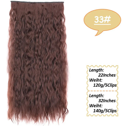 NICESY Synthetic Long Wavy 5 Clips Hair Extensions 22Inch/32Inch Clip On Hair Extensions High Tempreture Fake For Women Chic Le'Meek