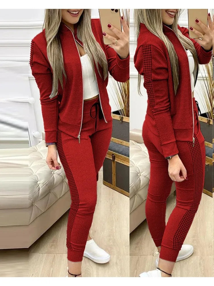 Trend Leopard 2 Two Piece Set Women Outfits Activewear Zipper Top Leggings Women Matching Set Tracksuit Female Outfits for Women