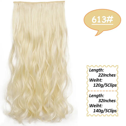NICESY Synthetic Long Wavy 5 Clips Hair Extensions 22Inch/32Inch Clip On Hair Extensions High Tempreture Fake For Women Chic Le'Meek
