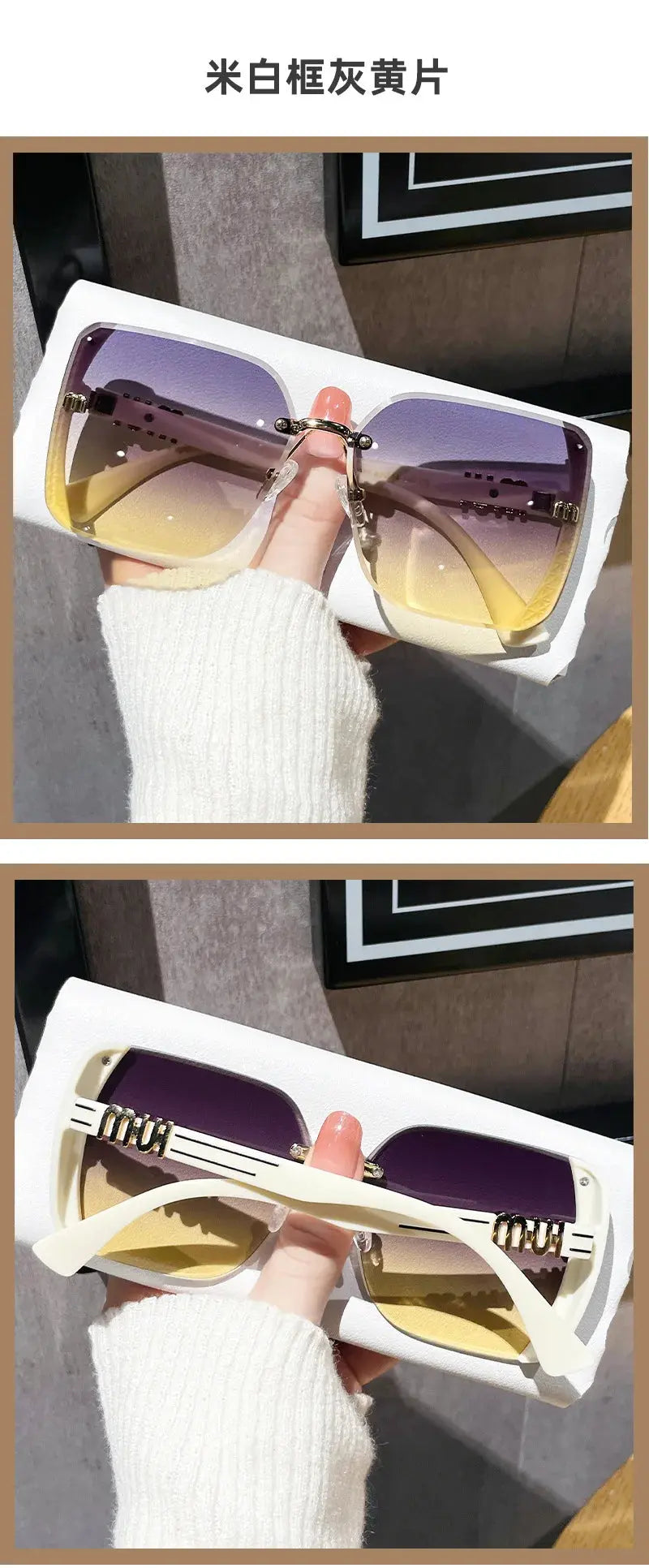 2024 New Fashion Cool Sunglasses Women Luxury Brand Letters Anti Strong Light Vintage Rimless Sun Glasses Ladies Gafas UV400 Temu