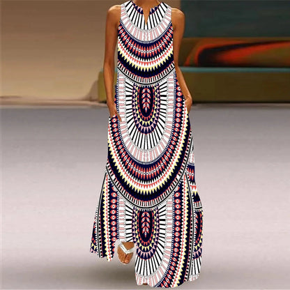 Mask printing Dress Sexy Sleeveless Dress  V-Neck  Casual  Clothing Women Chic Le'Meek