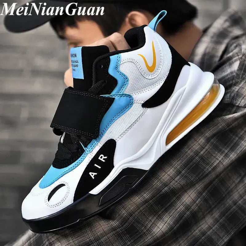 Fashion Men's Sneakers Air Cushion Large Size Winter Men Shoes High-top Men's Casual Shoes Black Warmest Plush Male Sneakers B18