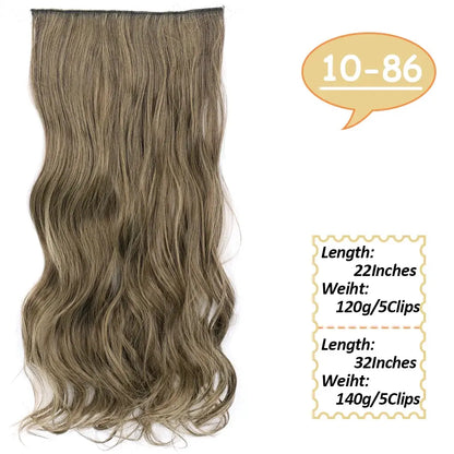 NICESY Synthetic Long Wavy 5 Clips Hair Extensions 22Inch/32Inch Clip On Hair Extensions High Tempreture Fake For Women Chic Le'Meek