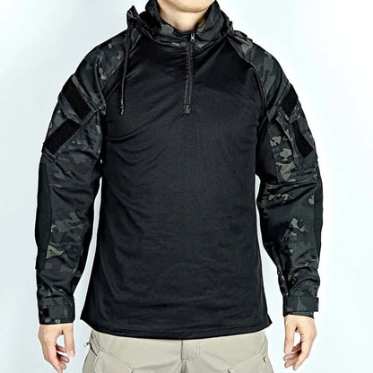 Outdoor Shirts Wear resistant T-Shirt Hooded Men Tactical Shirt Waterproof Airsoft Paintball Camping Hunting Clothing