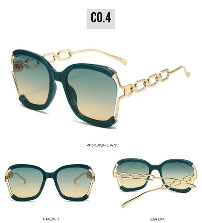 Luxury Square Sunglasses  Women UV400 Retro Brand Chain Metal Frame Shades Summer Sun Glasses for Female Temu
