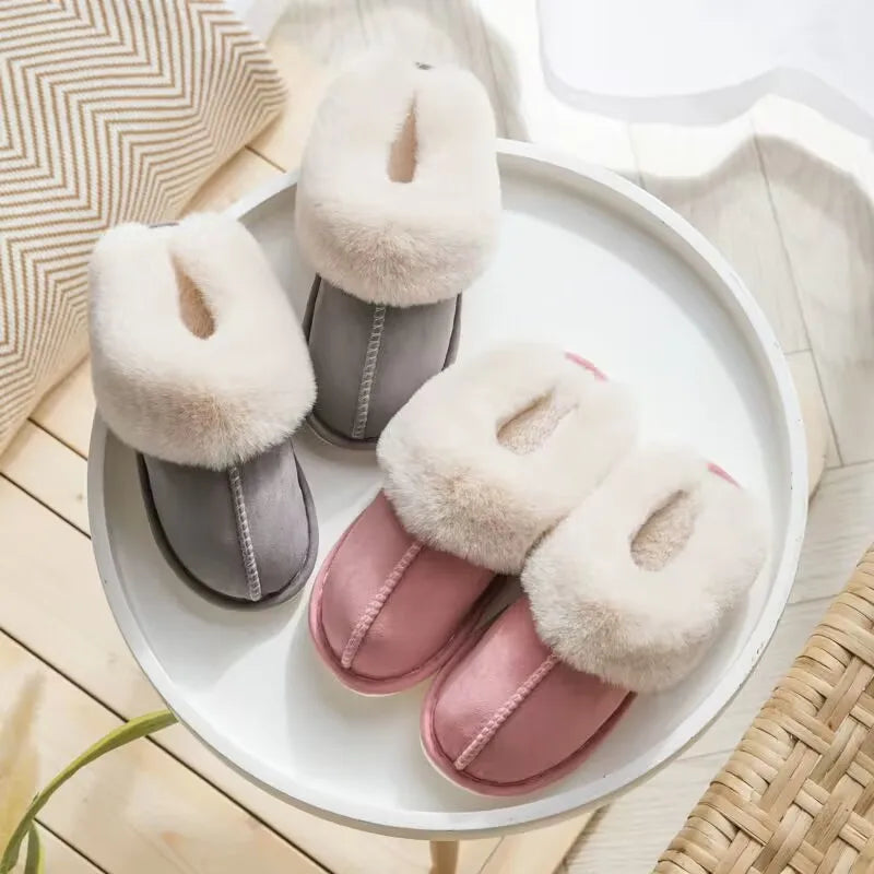 Winter 2023 Warm Soft Women's Fashion And Indoor Plush Slippers Australian U Style High Quality  Cotton Shoes Size 35-45