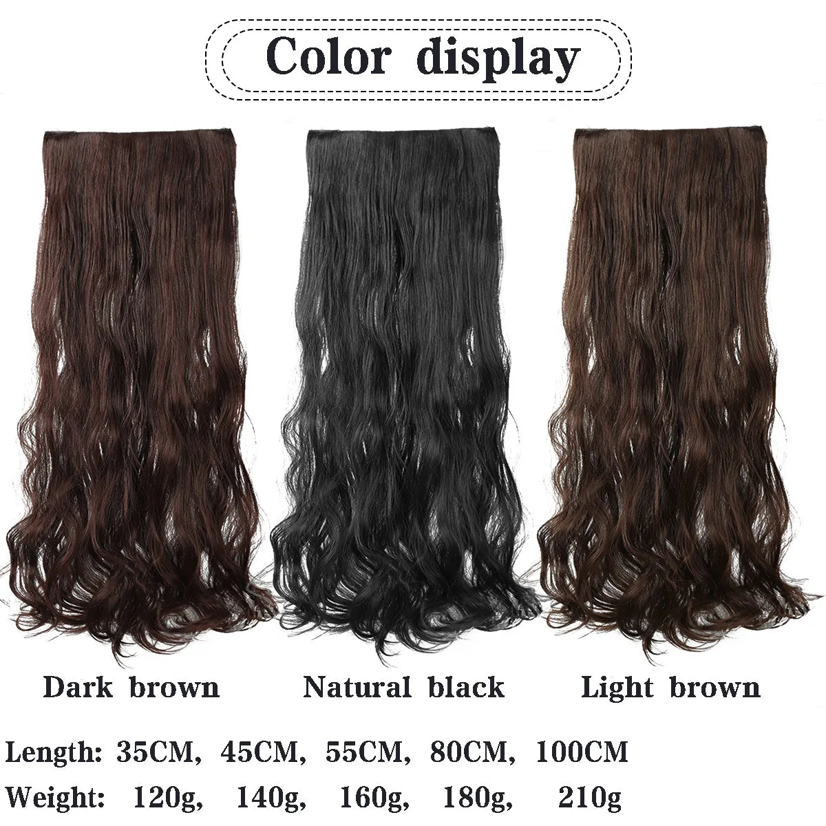 14-40 Inch Long Curly Hair Synthetic Wig Extension Clip Hair Big Wave 5 Clips Invisible Seamless Heat-Resistant Women's