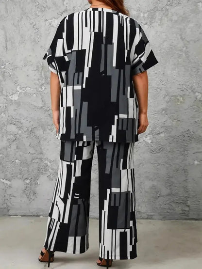 2 Piece Women Sets 2025 New Arrival Plus Size Summer Autumn Matching Sets Top And Pants Suits Oversized Outfits Clothing Chic Le'Meek