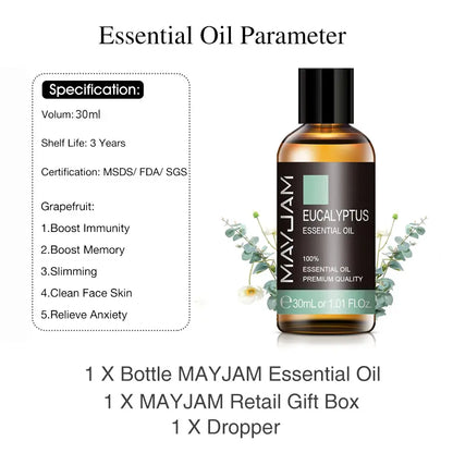 Lavender Eucalyptus Essential Oil Diffuser Aroma Oil 30ML Jasmine Vanilla Sandalwood Patchouli Lemon Ylang Ylang Rose Chamomile Chic Le'Meek