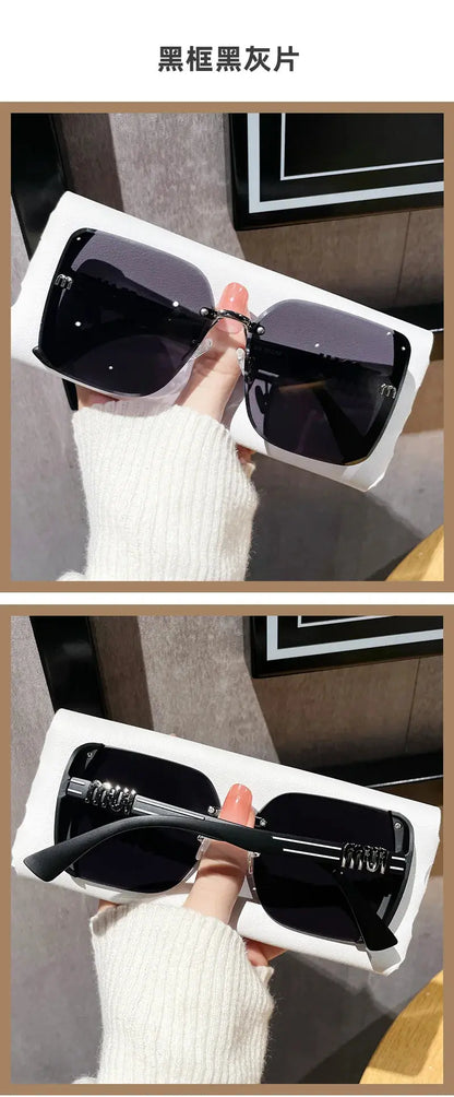 2024 New Fashion Cool Sunglasses Women Luxury Brand Letters Anti Strong Light Vintage Rimless Sun Glasses Ladies Gafas UV400 Temu