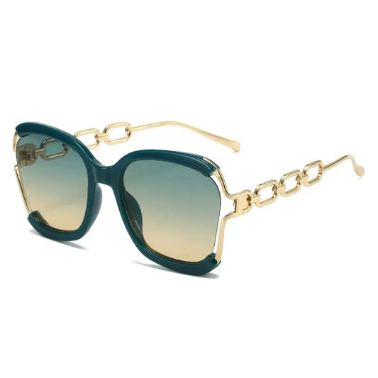 Luxury Square Sunglasses  Women UV400 Retro Brand Chain Metal Frame Shades Summer Sun Glasses for Female Temu