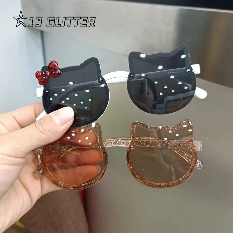 Summer Children Cute Kitty Sunglasses Acrylic Bow Outdoor UV Protection Sun Glasses Baby Girls Classic Kids Boy