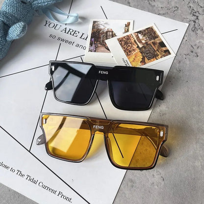 2023 Fashion Oversized Square One-piece Sunglasses Women Retro Mirror Lens Eyewear Shades