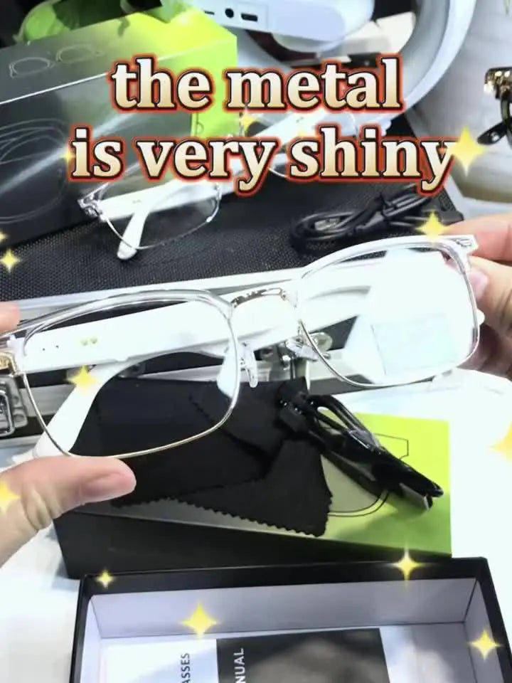 [Wireless Audio Glasses] 1pc Wireless Audio Glasses - Self-Adjusting Color Lenses, Anti-Blue Light Protection, Built-in Microphone, USB Charging, Rechargeable Lithium Polymer Battery - Ideal for Office, Outdoor Activities, Dr Chic Le'Meek