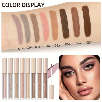 8-Color Waterproof Liquid Eyeshadow Palette - Long-Lasting, Fast Drying, Matte Finish, Smudge-Proof Makeup Essential with Primer, Highlighter, Blusher, and Nude Shades for Professional Results