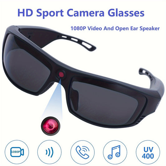 Smart Video Glasses 1080P HD Camera Glasses With Wireless Headset, Open Ear Speaker, 102° Wide-angle, Sports Outdoor Glasses For Biking, Skiing, Motorcycling, Fishing