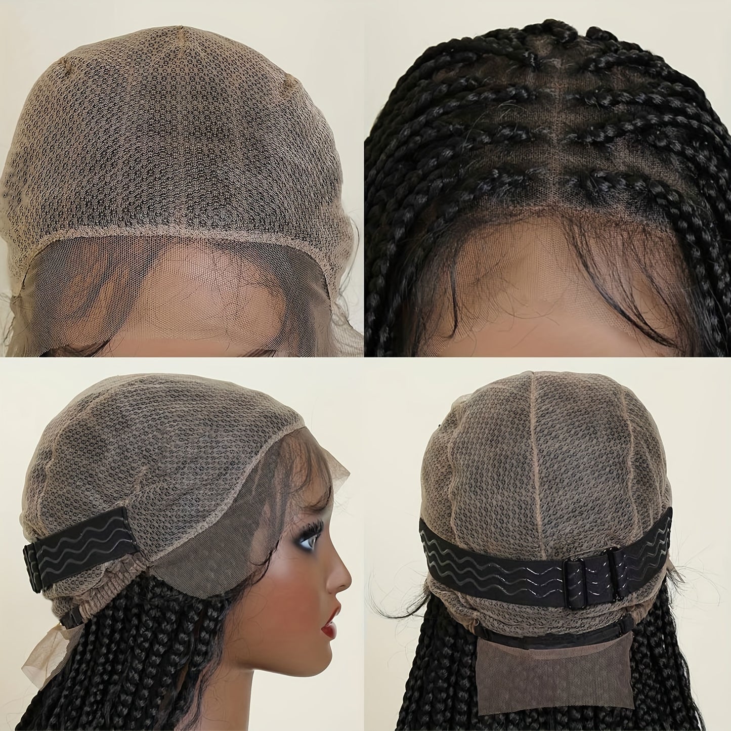 48 150% Density Full Lace Bohemian Braided Wig for African Women - Soft Boho Curls, Box Braids, Lace Front, Natural Looking, Breathable, Comfortable, Long-Lasting, Easy to Style - Basics Style