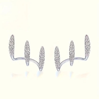 1Pair, Silvery/Golden Color, Women's Claw Set with Super Shiny Synthetic Synthetic Zirconia Earrings, Blingbling Dazzling, Exquisite And Lovely, Luxurious And Elegant, Suitable for All Occasions, Perfect Gift for Women Chic Le'Meek
