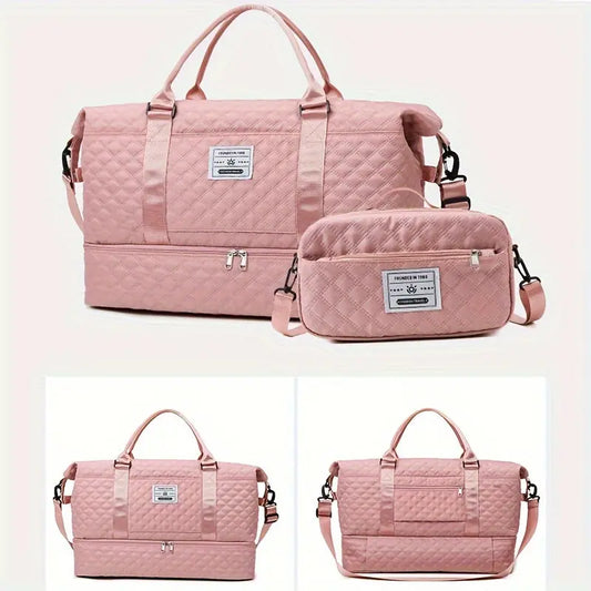 Large Capacity Travel Duffel Bag in Oxford Fabric, Portable Sports Gym Storage Bag, Weekend Overnight Bag for Women Chic Le'Meek