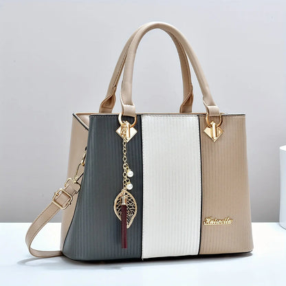 Adjustable Strap Zipper Closure Casual Single Shoulder Crossbody Bag, New Striped Polyester Lining, Edge Paint, No Printing, with Homecoming Mother's Day Gift for Women Chic Le'Meek