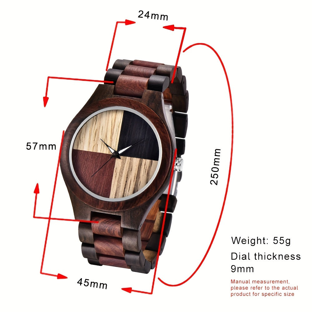 Wooden Watch Grain Handmade Wooden Watches for Men Creative Lightweight Quartz Mens Watches