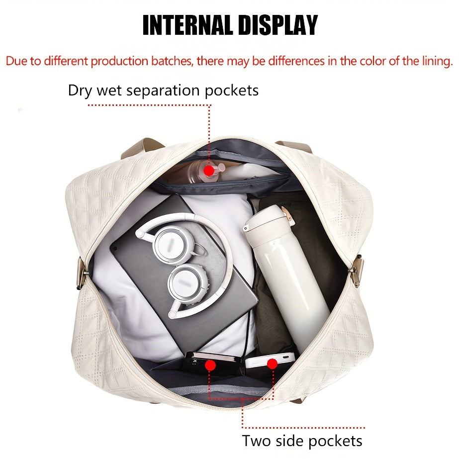 Ultra-Lightweight Large Capacity Argyle Travel Duffle Bag - Spacious & Highly Portable for Overnight Trips, Stylish Luggage Solution