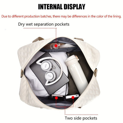 Ultra-Lightweight Large Capacity Argyle Travel Duffle Bag - Spacious & Highly Portable for Overnight Trips, Stylish Luggage Solution