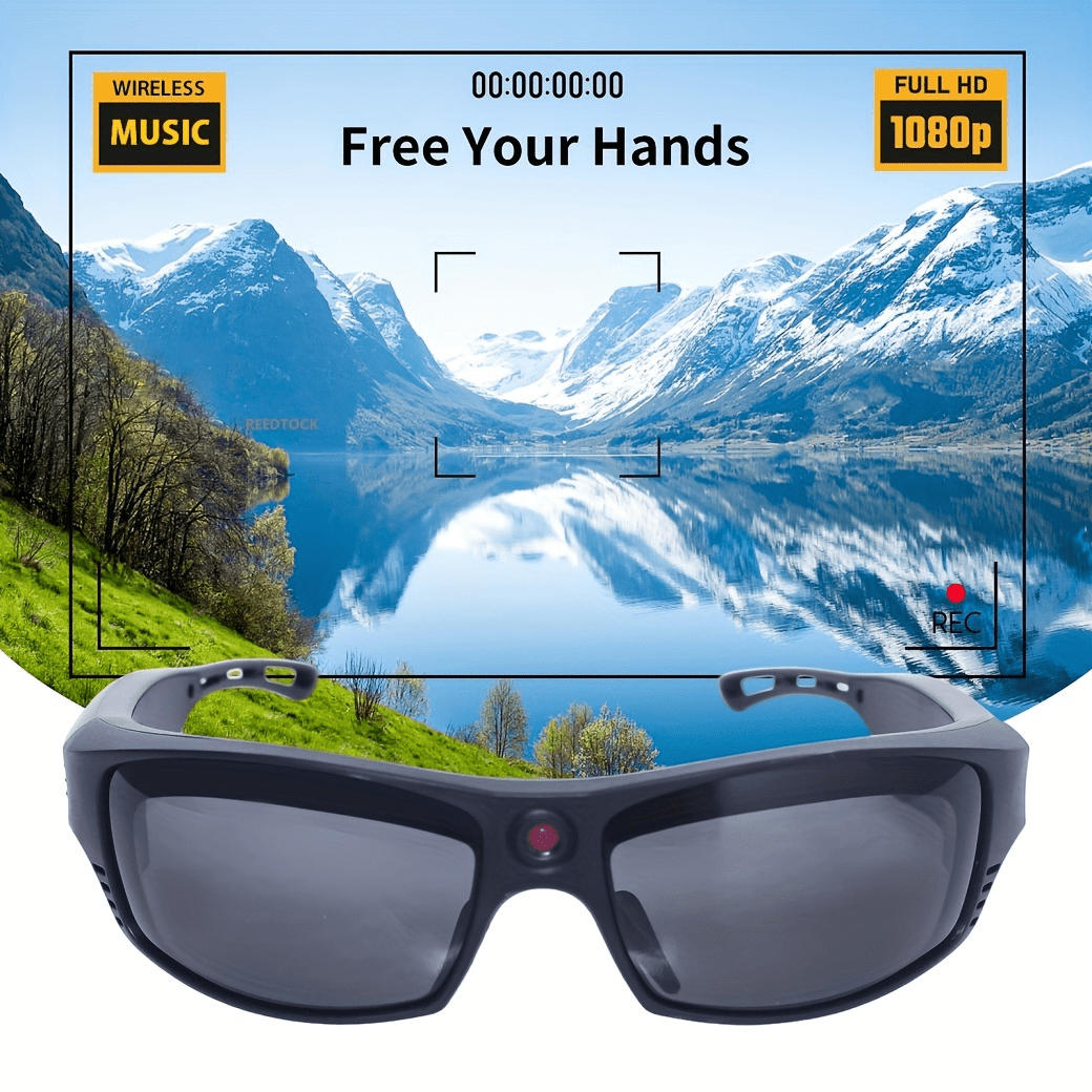 Smart Video Glasses 1080P HD Camera Glasses With Wireless Headset, Open Ear Speaker, 102° Wide-angle, Sports Outdoor Glasses For Biking, Skiing, Motorcycling, Fishing