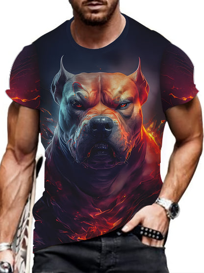 Mens Dog Print Graphic Tee - Lightweight & Comfortable - Short Sleeve Crew Neck Shirt for Casual Outdoor Wear - Trendy Mens Clothing