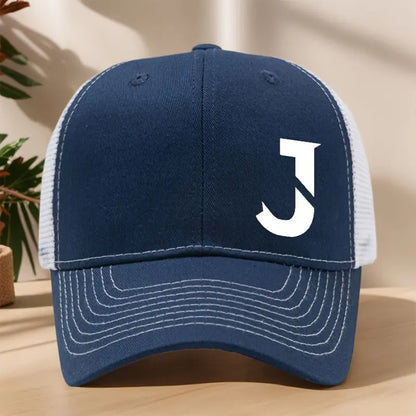 Creative Alphabet J Printed Baseball Cap - Spring/Summer Mesh Breathable Adjustable Bill Cap for Outdoor Leisure, Sports, Hiking, Fishing, and Sun Protection - Polyester Material, Non-Stretch Fabric, Lightweight, Hand Wash or Chic Le'Meek