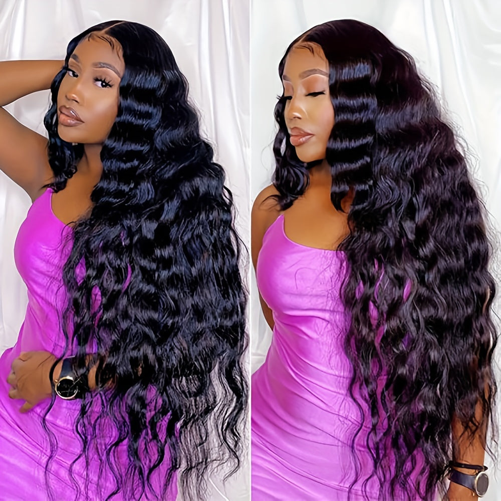 13x4 HD Lace Frontal Wig - Luxurious Loose Deep Wave Brazilian Body Hair, 200% Density, Glueless, Natural Looking, Vacation Style for African Women