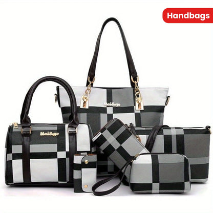 6pcs Womens Handbags Tote Bags Shoulder Bag Purses Satchel Bag Top-Handle Handbag Crossbody Bag Wallet Clutch Chic Le'Meek