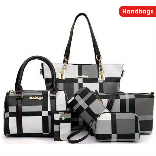 6pcs Womens Handbags Tote Bags Shoulder Bag Purses Satchel Bag Top-Handle Handbag Crossbody Bag Wallet Clutch Chic Le'Meek