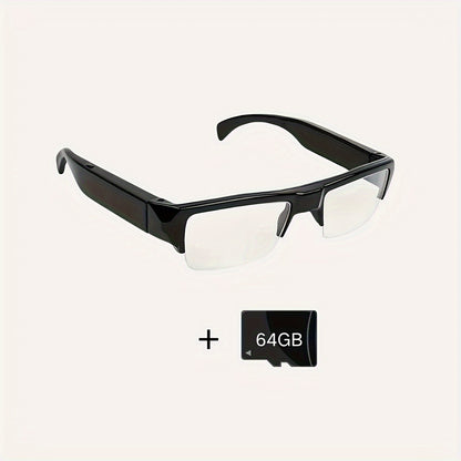 Smart 1080P HD camera glasses, outdoor sports glasses, body camera, video glasses, suitable for cycling, meeting recording, with 64GB storage card