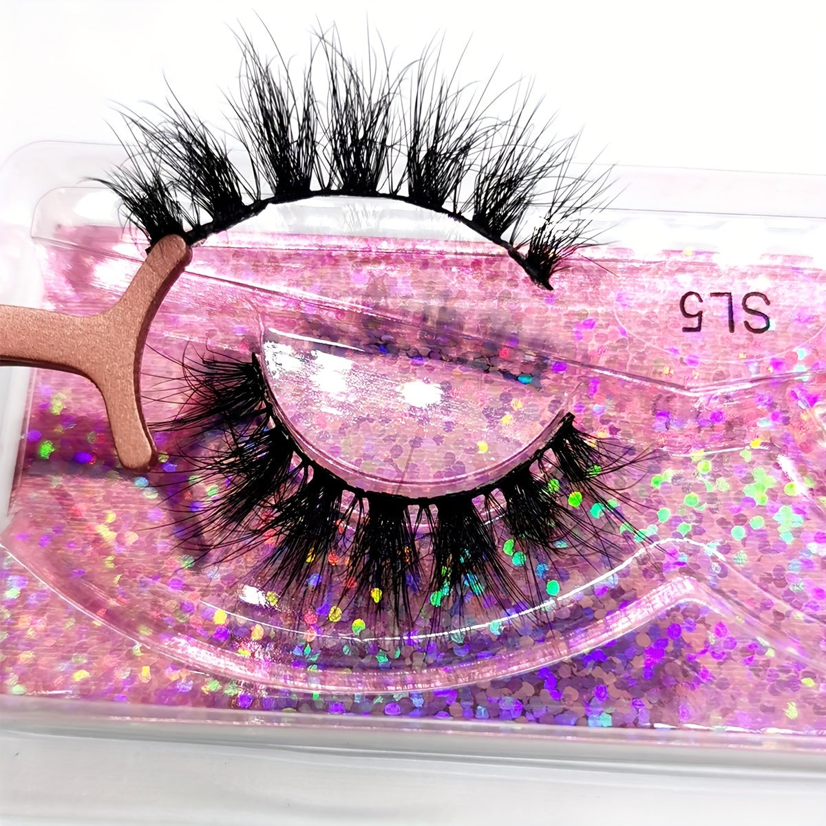 50 Pairs of 3D Waterproof Mink Lashes with Sparkle - Natural, Fluffy, and Voluminous - 13-15mm Length, Mixed Upward Curve - Reusable and Portable - Perfect for Everyday Makeup