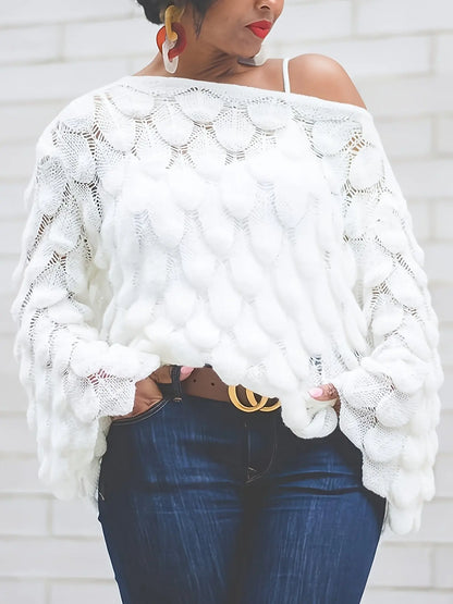 Women's Off-Shoulder Hollow Knit Sweater Temu