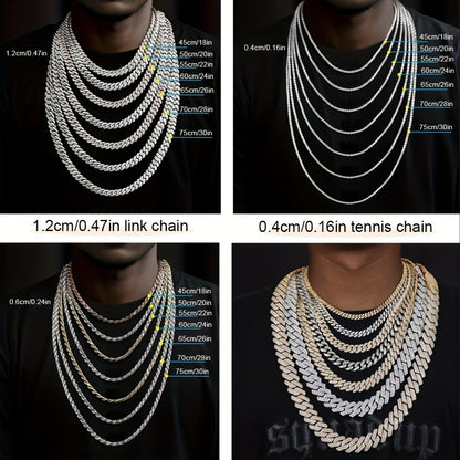 1 Pc Mens Hip Hop Punk Golden Large Rhinestone Pendant Necklace, Fashion Miami Cuban Chain