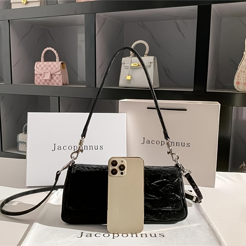 New Chinese Baguette Bag Women 2024 New Premium Sense Commuter Single Shoulder Crossbody Black Underarm Bag