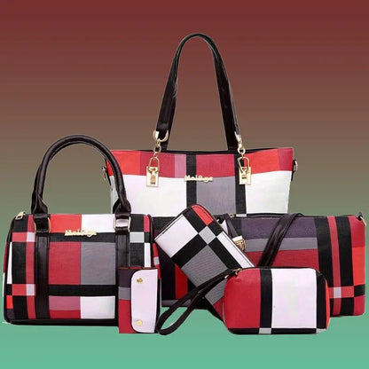 6pcs Womens Handbags Tote Bags Shoulder Bag Purses Satchel Bag Top-Handle Handbag Crossbody Bag Wallet Clutch Chic Le'Meek