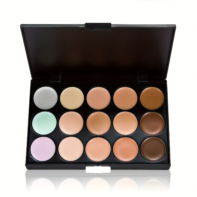 15-Color Waterproof Concealer Palette Pro - Full Coverage Foundation for Acne, Dark Circles, Freckles, Scars, Brightening, Contouring